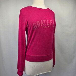 Spiritual Gangster Grateful Fuchsia Pink Long Sleeve Sweater Size Medium
